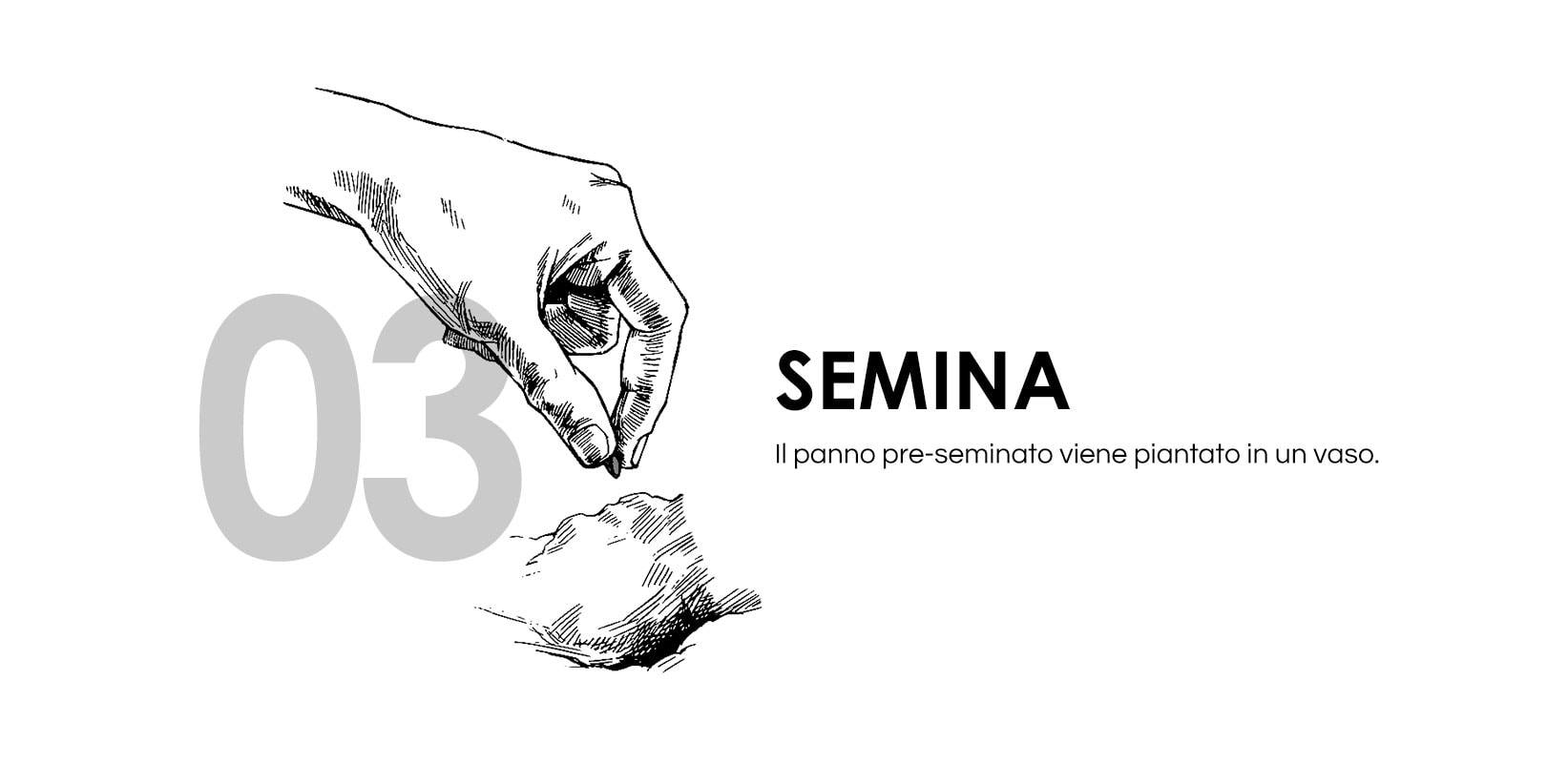 Disegno di una mano che mette un seme nella terra