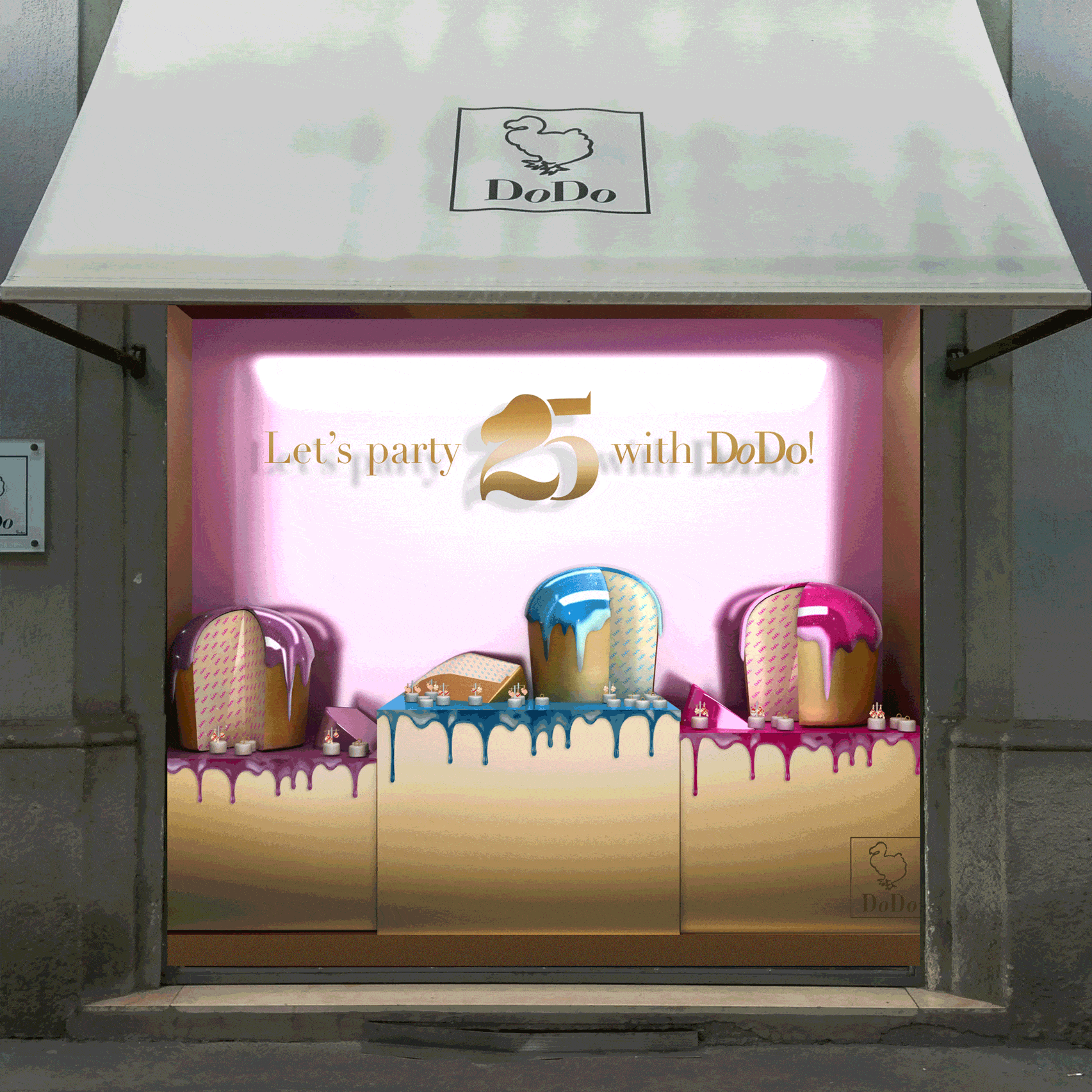 vetrina di negozio dodo progettata da Giulio Patrizi Agency